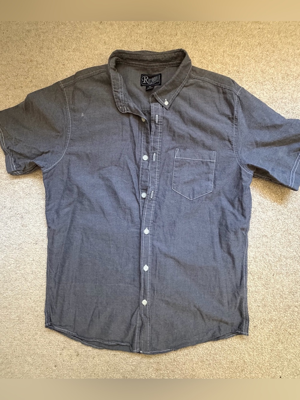 Retrofit Men's Charcoal Gray Casual Button-Down Shirt